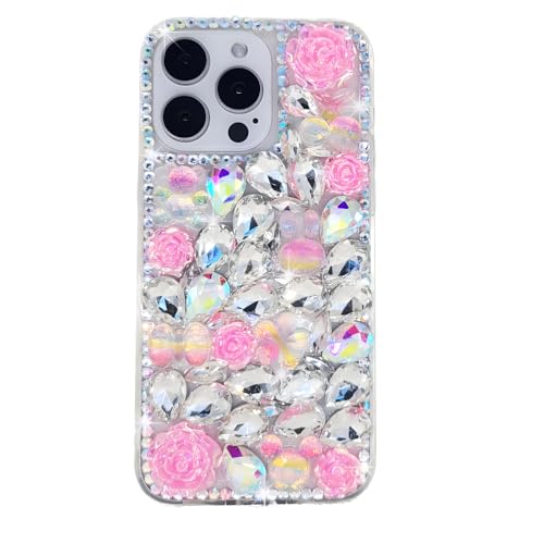 Ymyhyuxi Schutzhülle für iPhone 8, glitzernd, 3D, luxuriös, glitzernd, Kristall, Strass, Blume, Baum (Magenta) von Ymyhyuxi