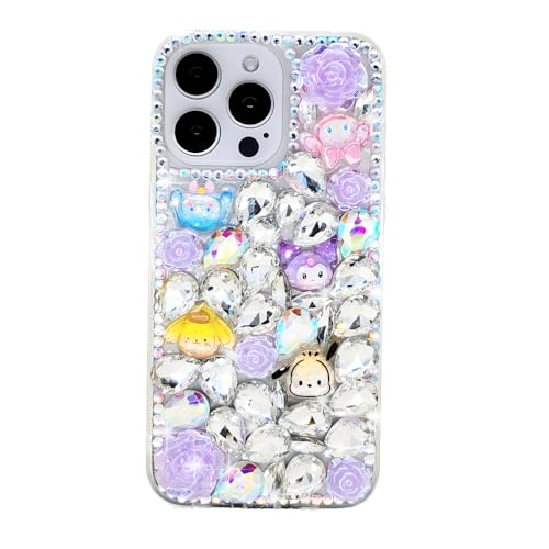 Ymyhyuxi Schutzhülle für iPhone SE (2020), glitzernd, 3D, luxuriös, glitzernd, Kristall, Strass, Kätzchen, Violett von Ymyhyuxi