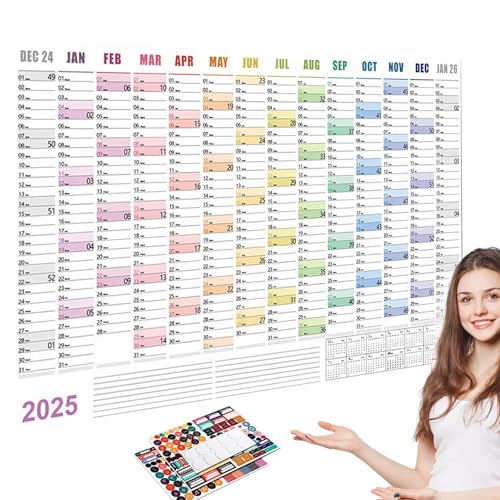 Jährlicher Wandkalender – Monatswandkalender, Heimwandkalender | 12-Monats-Anzeigekalender, 29,21 x 20,67 Zoll dicker Papierkalender, langlebiger jährlicher Wandplaner für Zuhause, Studio, Klassenzimm von Ynnhik