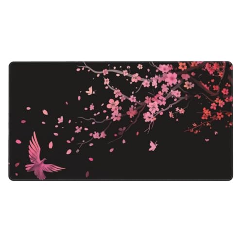 Gaming Mauspad Kirschblüten,Mousepad Schwarz Mauspad Groß 1200x600mm,rutschfeste Gummibasis Schreibtischunterlage,Verbessert Präzision und Geschwindigkei,Gaming-Mauspads für PC,Laptop,Geschenk ly-104 von Ynulann