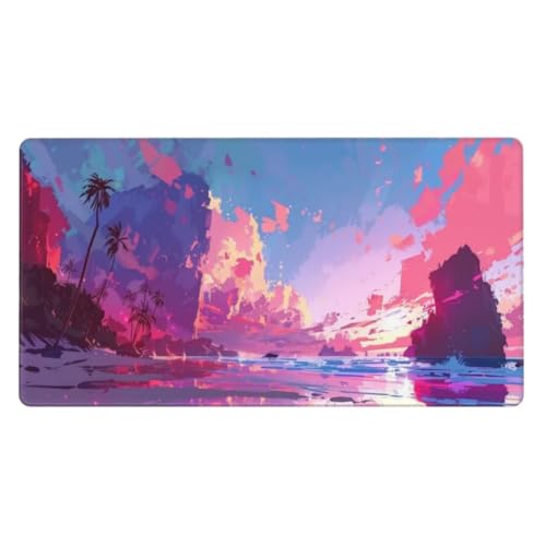 Gaming Mauspad Landschaft, Mousepad Kokosnussbaum Mauspad Groß 1600x800mm, rutschfeste Gummibasis Schreibtischunterlage, Verbessert Präzision und Geschwindigkei, Gaming-Mauspads für PC, Laptop ly-454 von Ynulann