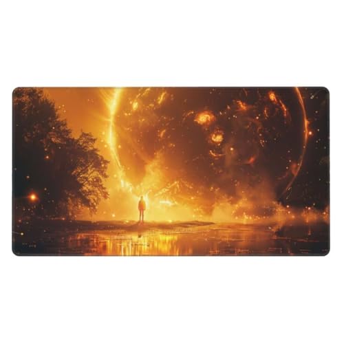 Gaming Mauspad Orange Farbe,Mousepad Sternenhimmel Mauspad Groß 1600x800mm,rutschfeste Gummibasis Schreibtischunterlage,Verbessert Präzision und Geschwindigkei,Gaming-Mauspads für PC,Laptop ly-393 von Ynulann