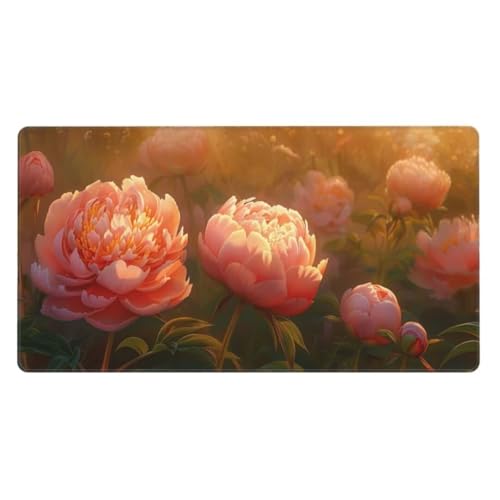 Gaming Mauspad Rosa,Mousepad Pfingstrose Mauspad Groß 1200x600mm,rutschfeste Gummibasis Schreibtischunterlage,Verbessert Präzision und Geschwindigkei,Gaming-Mauspads für PC,Laptop,Geschenk ly-389 von Ynulann