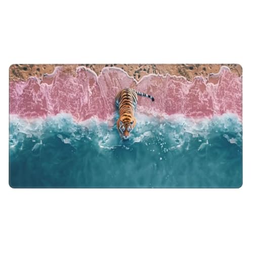 Gaming Mauspad Rosa,Mousepad Tiger Mauspad Groß 1200x600mm,rutschfeste Gummibasis Schreibtischunterlage,Verbessert Präzision und Geschwindigkei,Gaming-Mauspads für PC,Laptop,Kinder Geschenk ly-92 von Ynulann