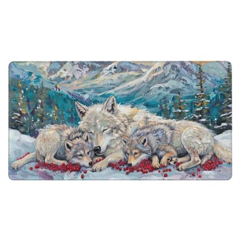 Gaming Mauspad Wolf,Mousepad Tier Mauspad Groß 1200x600mm,rutschfeste Gummibasis Schreibtischunterlage,Verbessert Präzision und Geschwindigkei,Gaming-Mauspads für PC,Laptop,Kinder Geschenk ly-213 von Ynulann