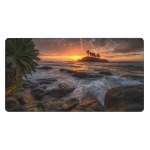 Mauspad XXL 1000x500mm,Mauspad Wellen Mousepad,Sonnenuntergang Schreibtischunterlage Kinder,Wasserdicht Mauspad Gaming,Vernähte Kanten Desk Mat,Anti-Rutsch Mouse Pad,für Gaming,Büro,Zuhause ly-435 von Ynulann