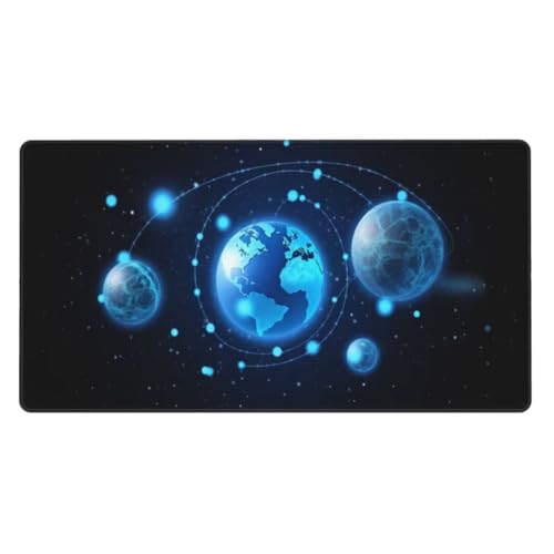 Mauspad XXL 1200x600mm,Mauspad Blau Mousepad,Planet Schreibtischunterlage Kinder,Wasserdicht Mauspad Gaming,Vernähte Kanten Desk Mat,Anti-Rutsch Mouse Pad,für Gaming,Büro,Zuhause,Frau Geschenk ly-121 von Ynulann