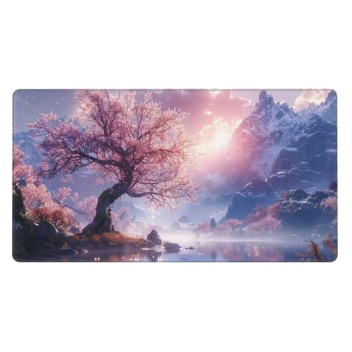 Mauspad XXL 1200x600mm,Mauspad Rosa Mousepad,Kirschblüten Schreibtischunterlage Kinder,Wasserdicht Mauspad Gaming,Vernähte Kanten Desk Mat,Anti-Rutsch Mouse Pad,für Gaming,Büro,Zuhause,Geschenk ly-372 von Ynulann