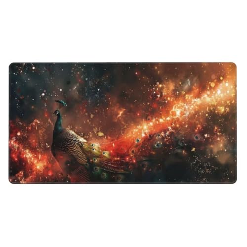 Mauspad XXL 1600x800mm, Mauspad Pfau Mousepad, Sternenhimmel Schreibtischunterlage Kinder, Wasserdicht Mauspad Gaming, Vernähte Kanten Desk Mat, Anti-Rutsch Mouse Pad, für Gaming, Büro, Zuhause ly-151 von Ynulann