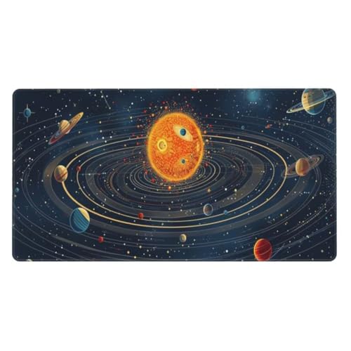 Mauspad XXL 1600x800mm,Mauspad Dunkelgrün Mousepad,Planet Schreibtischunterlage Kinder,Wasserdicht Mauspad Gaming,Vernähte Kanten Desk Mat,Anti-Rutsch Mouse Pad,für Gaming,Büro,Zuhause,Geschenk ly-9 von Ynulann