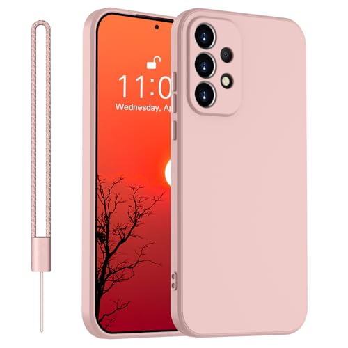 Yoawiful für Samsung Galaxy A53 Hülle Silikon Kameraschutz Handyhülle Samsung A53 mit 1 Lanyard, stoßfest dünn weich Kratzfest Schutzhülle Case für Samsung A53 5G rosa von Yoawiful