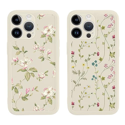 Yoedge 2 Stück Blumen HandyHülle für Apple iPhone 13 Pro Max Hülle Blume 6,7", Silikon Handy Hülle für iPhone 13 Pro Max Case 3D Flower Muster Aesthetic Mädchen Frauen Geschenk Schutzhülle Weiß Cover von Yoedge