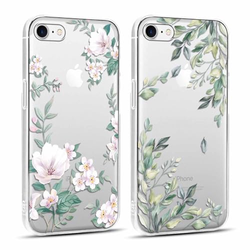 Yoedge 2 Stück Durchsichtig HandyHülle für iPhone 6 / iPhone 6S Hülle Blumen 4,7", Transparent Silikon Handy Hülle für iPhone 6S Case 3D Muster Aesthetic Mädchen Frauen Geschenk Schutzhülle Cover von Yoedge