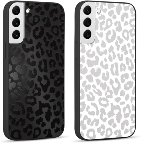 Yoedge 2 Stück HandyHülle für Samsung Galaxy S22 5G Hülle 6,1", Schutzhülle für Samsung S22 5G Case 3D Leopard Muster Design Aesthetic Mädchen Junge Geschenk Weich TPU Silikon Stoßfest Cover, Schwarz von Yoedge