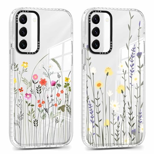 Yoedge 2 Stück Handyhülle für iPhone 8 Plus/iPhone 7 Plus Hülle, Blumen Muster Frauen Mädchen Aesthetic Handyhülle 5,5", Transparent Dünn Weich Silikon TPU Slim Klar Stoßfest Kratzfest Schutzhülle von Yoedge