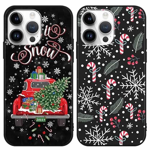 Yoedge 2 Stück Hülle für Apple iPhone 11 Pro 5,8", Schwarz Weich TPU Silikon Weihnachten Handyhülle mit Elch Muster Motiv, TPU Stoßfeste Soft Slim Case Cover für iPhone11 Pro von Yoedge