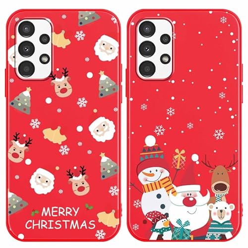 Yoedge 2 Stück Hülle für Samsung Galaxy A13 (4G) 6,6", Rot Weich TPU Silikon Weihnachten Handyhülle mit Elch Muster Motiv, TPU Stoßfeste Soft Slim Case Cover für Samsung A13 (4G), Weihnachtsmann von Yoedge