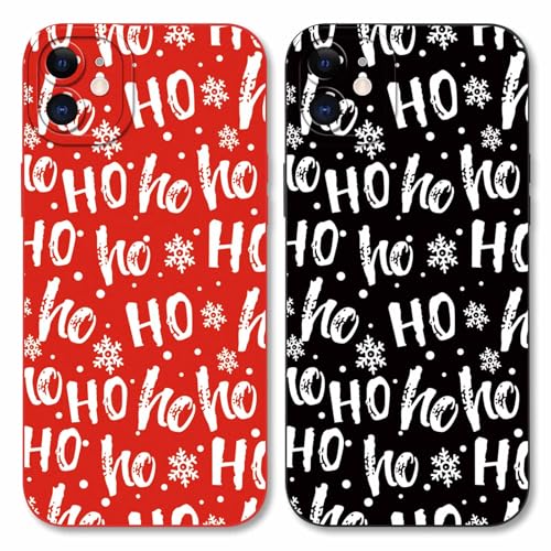 Yoedge [2 Stück Weihnachte Hülle für Apple iPhone 11 6.1", Handyhülle mit Cartoon Christmas Muster Motiv Design, Weiches Silikon Stoßfest Kratzfest schutzhülle, Weihnachtsbuchstaben von Yoedge