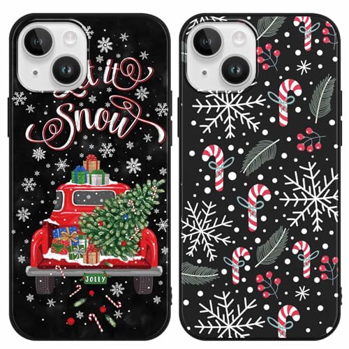 Yoedge 2 Stück Weihnachten Handyhülle für iPhone 15 Pro Max Hülle 6,7", Schwarz Weihnachts Schutzhülle Elch Muster Aesthetic, Christmas Case Stoßfeste Cover für iPhone 15 Pro Max von Yoedge