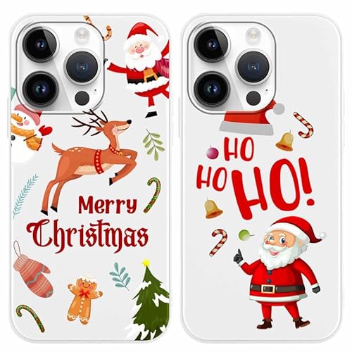 Yoedge 2 × Weihnachten Handyhülle für Apple iPhone 14 Pro Hülle 6,1", Weihnachts Schutzhülle mit Elch Muster Aesthetic, Christmas Case Stoßfeste Cover für iPhone 14 Pro, Elch von Yoedge