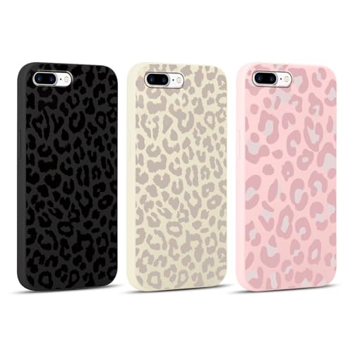 Yoedge 3 Stück Handyhülle für iPhone 8 Plus/iPhone 7 Plus Hülle 5,5", Leopard Muster Design Frauen Mädchen Aesthetic Handyhülle Dünn Weich Silikon TPU Flexible Stoßfest Schutzhülle für iPhone 8 Plus von Yoedge