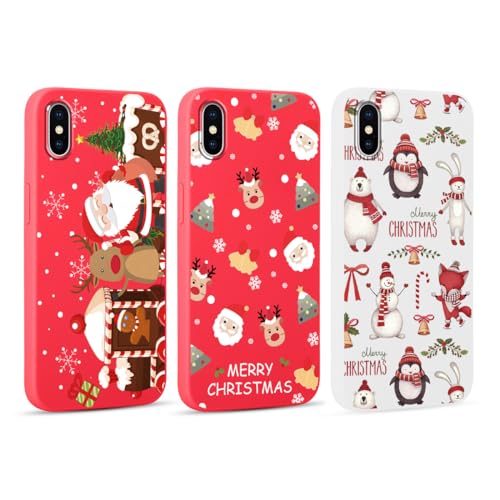 Yoedge 3 Stück Weihnachten Handyhülle für Apple iPhone XS Max Hülle 6,5", Weihnachts Schutzhülle mit Elch Muster Aesthetic, TPU Stoßfeste Merry Christmas Case Cover für iPhone XS Max, Weihnachtsmann von Yoedge