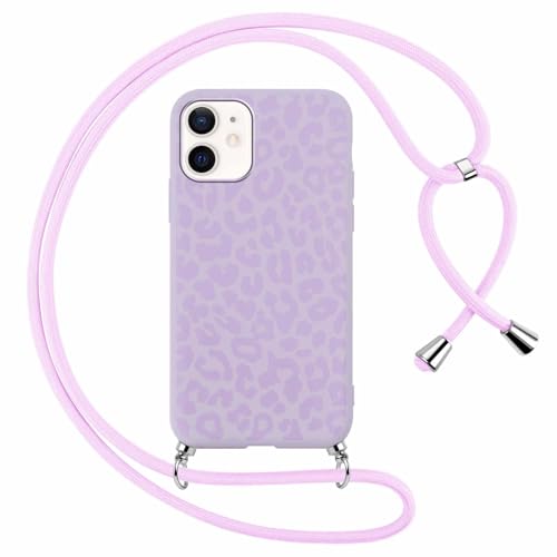 Yoedge Handykette Handyhülle für Apple iPhone 12/iPhone 12 Pro 6,1" Hülle mit Band zum Umhängen, Aesthetic Design Necklace Case mit Kordel Silikon Schutzhülle Cover Schnur, Leopard4 von Yoedge