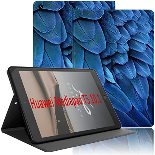 Yoedge Hülle Kompatibel mit Huawei MediaPad T5 10, Ultra Dünn Leicht SchutzHülle mit Standfunktion TPU Rücken Slim PU Leder Smart Folio Tablet Cover für Mediapad T5 10.1 Zoll 2018, Feder von Yoedge