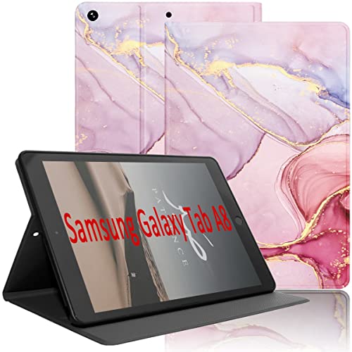 Yoedge Hülle Kompatibel mit Samsung Galaxy Tab A8 10,5 Zoll 2021 SM-X200/ X205/ X207, Ultra Dünn Leicht SchutzHülle mit Standfunktion TPU Rücken Slim PU Leder Smart Folio Tablet Cover, Marmor 1 von Yoedge