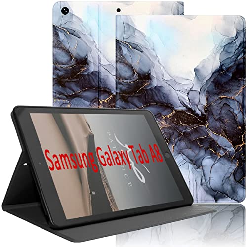 Yoedge Hülle Kompatibel mit Samsung Galaxy Tab A8 10,5 Zoll 2021 SM-X200/ X205/ X207, Ultra Dünn Leicht SchutzHülle mit Standfunktion TPU Rücken Slim PU Leder Smart Folio Tablet Cover, Marmor 2 von Yoedge