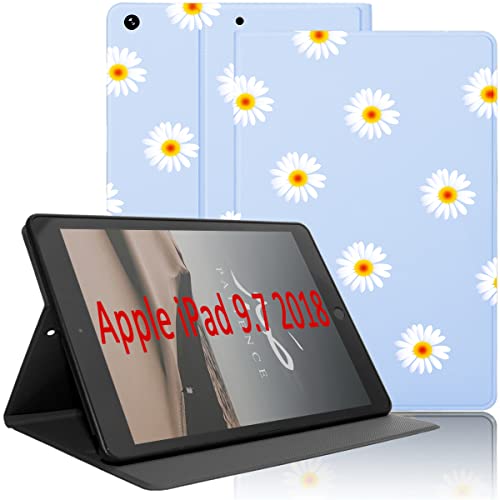 Yoedge Hülle Kompatibel mit iPad 6/iPad 5. Generation, Ultra Dünn Leicht SchutzHülle mit Standfunktion TPU Rücken Slim PU Leder Smart Folio Tablet Cover für iPad 9,7 Zoll 2018/2017, Blume 4 von Yoedge