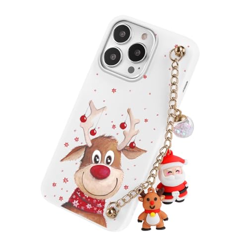 Yoedge Weihnachten Handykette Handyhülle für iPhone 12 Mini 5,4" Hülle mit Band, Weihnachts Schutzhülle mit Muster Hirsch, Weich Silikon TPU Stoßfest Christmas Case Cover für iPhone 12 Mini, Weiß von Yoedge