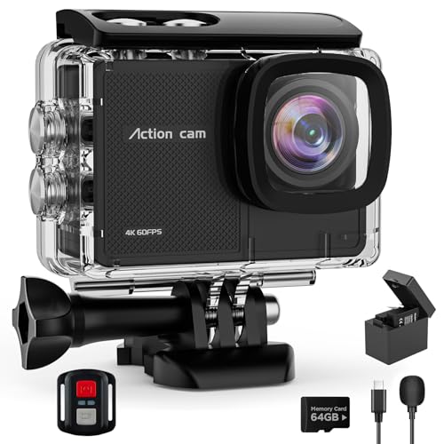 Yolansin 4K60fps Action Cam wasserdichte- 131ft/40m Unterwasserkamera EIS, WiFi Kamera 170°Winkel Sportkamera, HD 48MP Fahrradkamera mit 2.4G Fernbedienung 2 * 1350mAh Batterien & Helmzubehör Kit Yolansin 4K60fps Action Cam wasserdichte- 131ft/40m Unterwasserkamera EIS, WiFi Kamera 170°Winkel Sportkamera, HD 48MP Fahrradkamera mit 2.4G Fernbedienung 2 * 1350mAh Batterien & Helmzubehör Kit von Yolansin