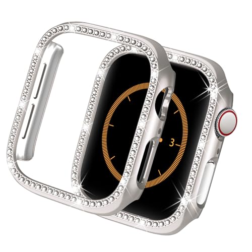 Yolovie Kompatibel für Apple Watch Hülle 45mm Series 9 8 7, Harter PC Bling Gehäuse mit glitzernden Strass-Steinen in Diamant Gestell Schutzhülle Stoßstange Frauen für iWatch (Polarstern) von Yolovie