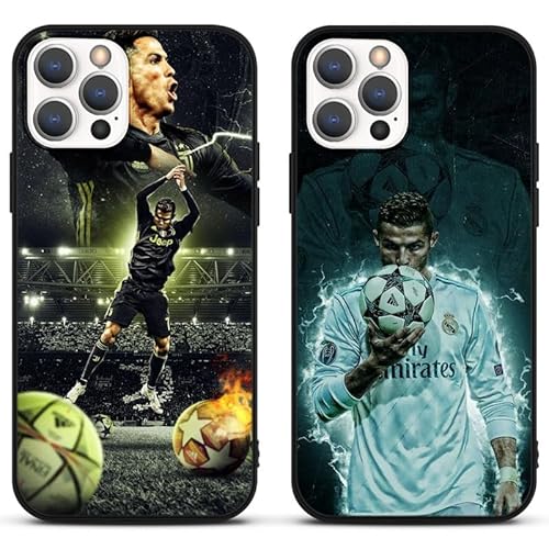 [2 Stück] Handyhülle mit Apple iPhone 15 Plus Hülle 6.7", Schutzhülle Soccer Star Fußball Fußballspieler Muster Silikon TPU Kratzfest Stoßfest Handyhülle Cover Case HandyCover für iPhone 15 Plus,M1 von Yomyejisoo