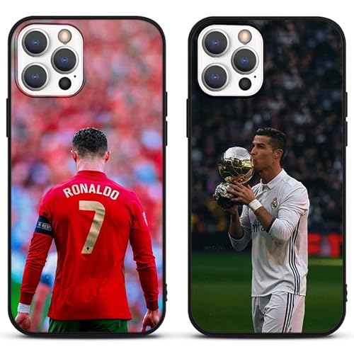 [2 Stück] Handyhülle mit Samsung Galaxy A54 5G Hülle 6.4", Schutzhülle Soccer Star Fußball Fußballspieler Muster Silikon TPU Kratzfest Stoßfest Handyhülle Cover Case für Samsung Galaxy A54,M1 von Yomyejisoo