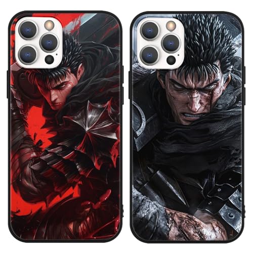 Yomyejisoo 2 Stück Comics Handyhülle für Samsung Galaxy A24 4G Hülle 6,5",Karikatur Japanischer Manga Charaktere Muster Silikon Schutzhülle,TPU Bumper Stoßfeste Case,Schwarz Cool von Yomyejisoo