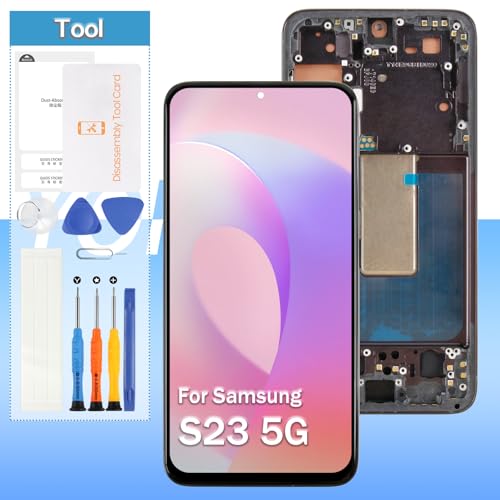 [US-Version] Ersatzbildschirm für Samsung Galaxy S23 5G SM-S911U S911A S911W 15,5 cm (6,1 Zoll) LCD-Display, Touch-Digitizer-Glas (Incell mit Rahmen, keine Fingerabdrücke) von Yondista