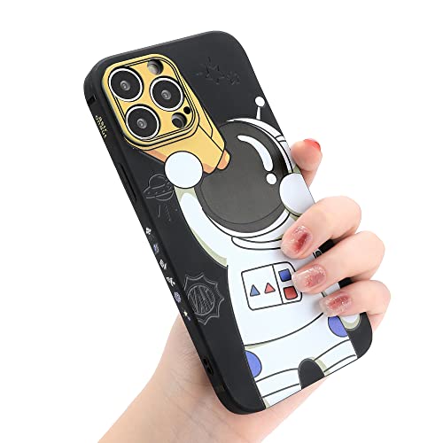 Yonds Queen for iPhone 16 Pro Max Cute Case, Cool Cartoon Astronaut Space Design Stylish Bumper Soft TPU Rubber Protective Anti-Slip Shockproof Creative Case(Black Telescope, iPhone 16 Pro Max) von Yonds Queen