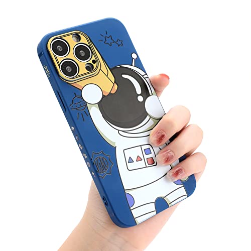 Yonds Queen for iPhone 16 Plus Cute Case, Cool Cartoon Astronaut Space Design Stylish Bumper Soft TPU Rubber Protective Anti-Slip Shockproof Creative Case(Blue Telescope, iPhone 16 Plus) von Yonds Queen