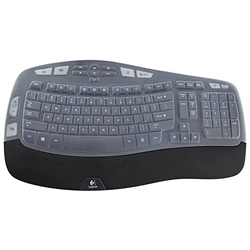 K350 MK550 MK570 Logitech Tastaturabdeckung Silikon, Tastaturabdeckung für Logitech K350 MK550 MK570 Ergonomische kabellose Tastaturen, Logitech Tastatur Skin Wasserdicht Staubdicht (Transparent) von YongMai