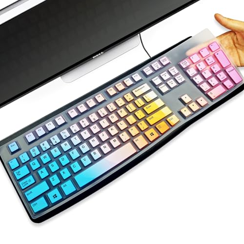 YongMai Tastaturabdeckung aus Silikon für Logitech MK120 K120, Tastaturabdeckung für Logitech MK120 K120, ergonomische kabellose Tastaturen, wasserdicht, staubdicht, leicht zu reinigen, schillernde von YongMai