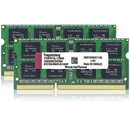 DDR3 / DDR3L 16GB Kit (8GBx2) Laptop RAM 1600MHz PC3-12800 / PC3L-12800 SODIMM Non-ECC Unbuffered 1.35V / 1.5V 2Rx8 Dual Rank 204 Pin CL11 PC Computer Memory Upgrade Module Arbeitsspeicher Kit (Grün) von Yongxinsheng