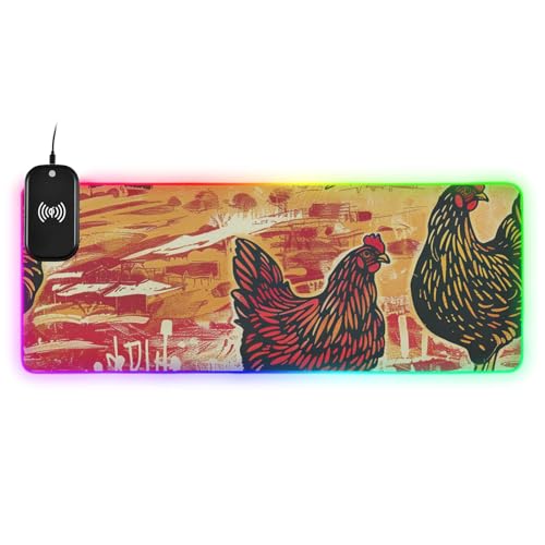 Yoogain Mauspad mit Tiermotiven, personalisierbar, kabellos, aufladbar, leuchtendes Tier, tragbares Schreiben, 80 x 30 cm, Orange von Yoogain