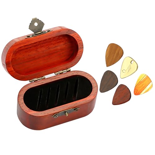 Holz Gitarre Pick Lagerung Box Container Tragbare Gitarre Pick Box Sammler Mit 5 Gitarre Pick Geschenk Für Gitarristen von Yooghuge