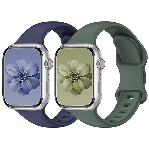 Yoohoo 2 Stück Silikon Armbänder kompatibel mit Apple Watch Armband 40mm 41mm 42mm 44mm 45mm 46mm 49mm für Damen Herren,Sport Ersatzarmband für iWatch SE Series 10 9 8 7 6 5 4 3 2 1 Ultra Ultra2 von Yoohoo