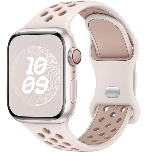 Yoohoo Sport Armband Kompatibel mit Apple Watch Armband 46mm 45mm 44mm 42mm 41mm 40mm 49mm 38mm, Poröses Atmungsaktiv Silikon Band für iWatch SE Ultra Series 10 9 8 7 6 5 4 3 2 1 Damen Herren von Yoohoo