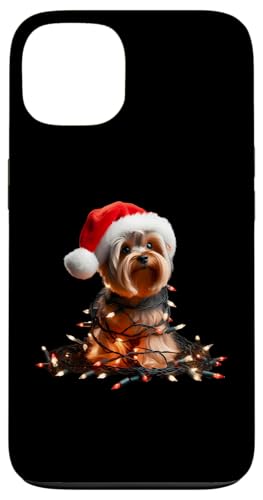 Hülle für iPhone 13 Yorkshire Terrier mit Weihnachtsmütze und Weihnachtsbeleuchtung von Yorkshire Terrier Christmas Products