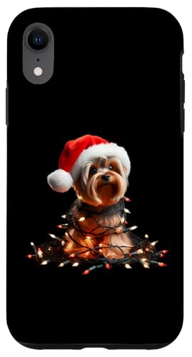 Hülle für iPhone XR Yorkshire Terrier mit Weihnachtsmütze und Weihnachtsbeleuchtung von Yorkshire Terrier Christmas Products