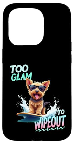 Cooler Yorkshire Terrier Surf-Hund Hülle für iPhone 15 Pro von Yorkshire Terrier Fun Designs